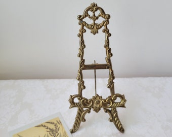 Vintage Brass Easel Ornate Large Bohemian Art Book Tabletop Display, Made In India