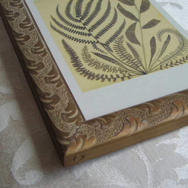 Vintage Art Deco Picture Frame Gold Cream Embossed Wood 11 x 13, Art Supplies, Sleek Minimalist GORGEOUS