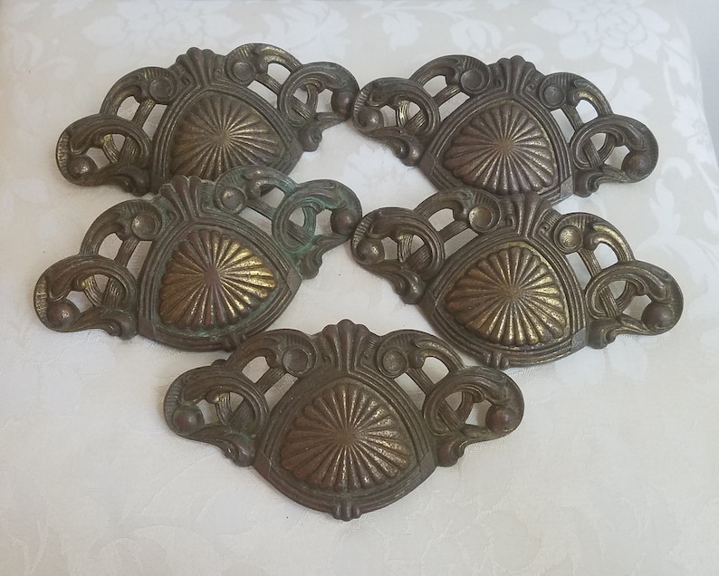 Antique Keeler Brass Drawer Pulls K7865 Ornate Victorian Lot Etsy
