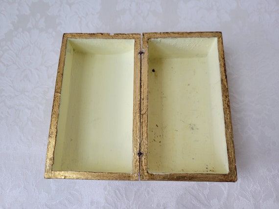 Vintage Florentine Gold Gilt Cream Wood Box With … - image 9