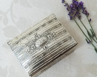 Vintage Silver Plated Jewelry Trinket Stash Cigarette Box By CMC Ware Occupied Japan, Embossed Bohemian Decor