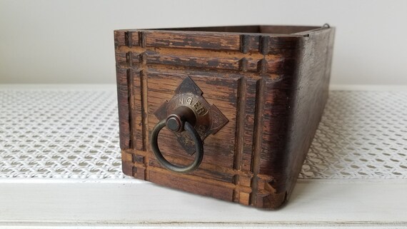 Vintage Singer Sewing Machine Drawer Rustic Wood Box With Etsy