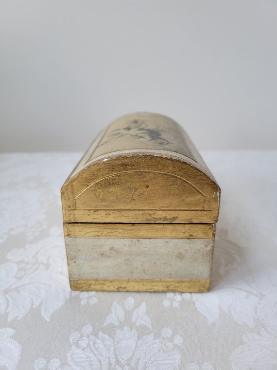 Vintage Florentine Gold Gilt Cream Wood Box With … - image 8