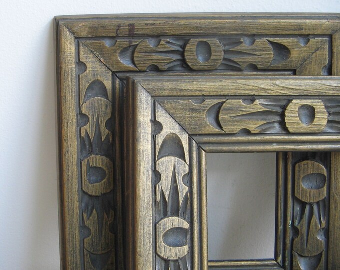 Vintage Carved Wood Picture Frames Set of 2 Rustic Brown Gold Etsy