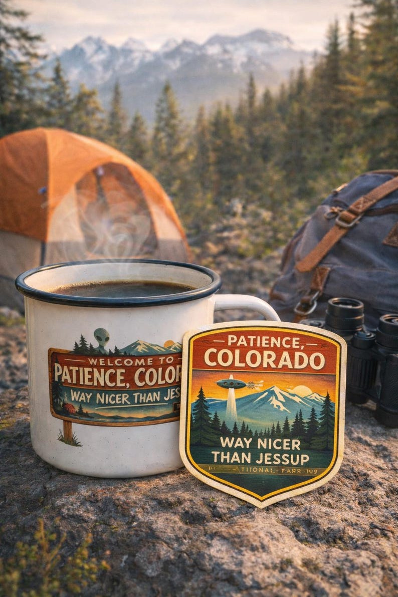 Patience Colorado Sticker | Resident Alien National Park Style UFO Badge image 7