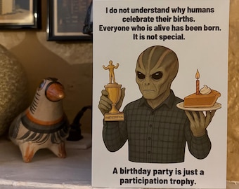 Resident Alien Birthday Card - Funny Sci-Fi Fan Art Print