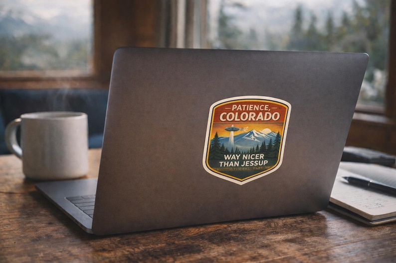 Patience Colorado Sticker | Resident Alien National Park Style UFO Badge image 2