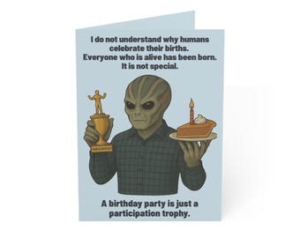Resident Alien Birthday Card: Funny Sci-Fi Fan Art (Canva Template)