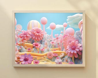 Abstract Flower Landscape Print | A2 Minimalist Wall Art (Digital Download)