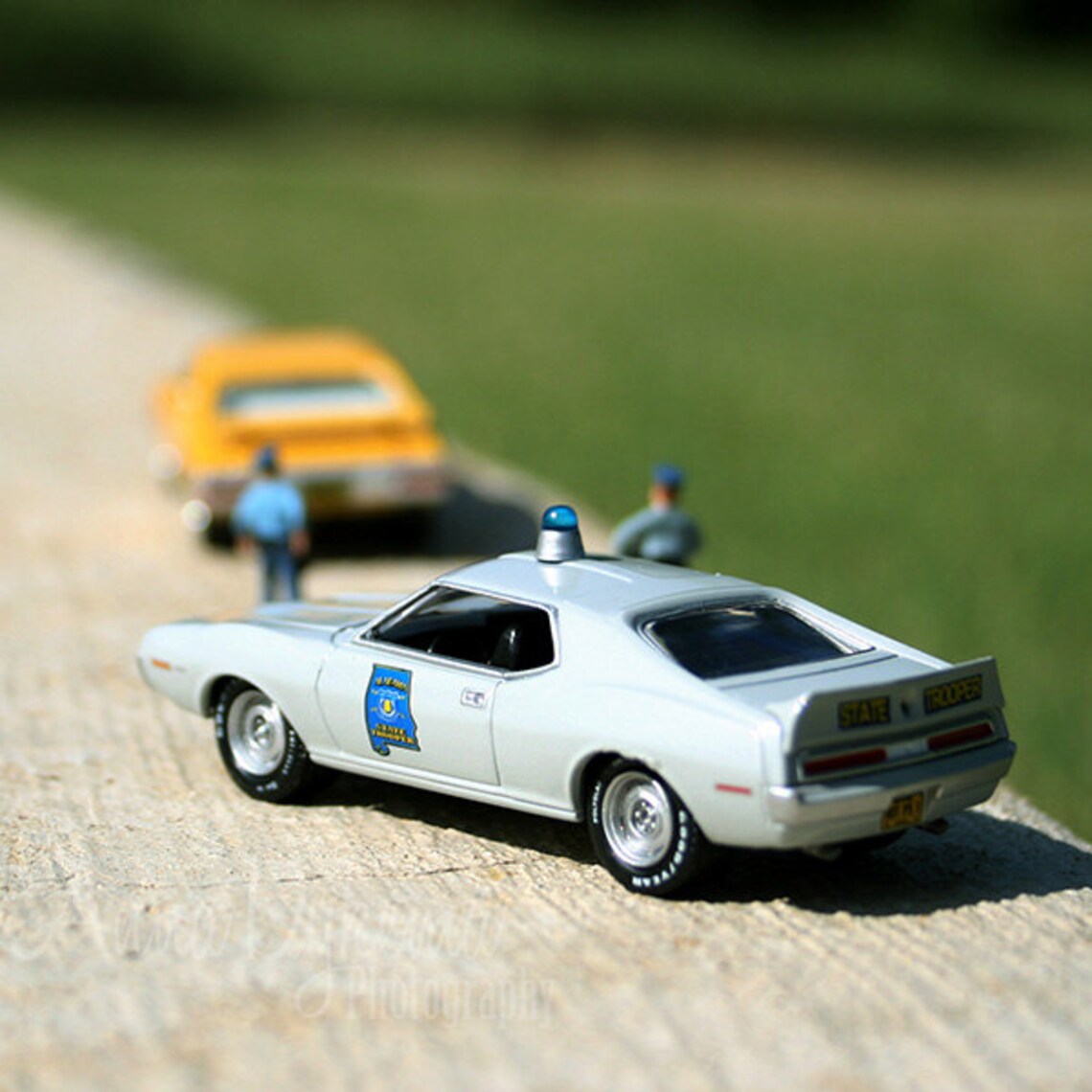 Nursery Kids Decor Toy Police Muscle Car Vintage Classic Modern Yellow