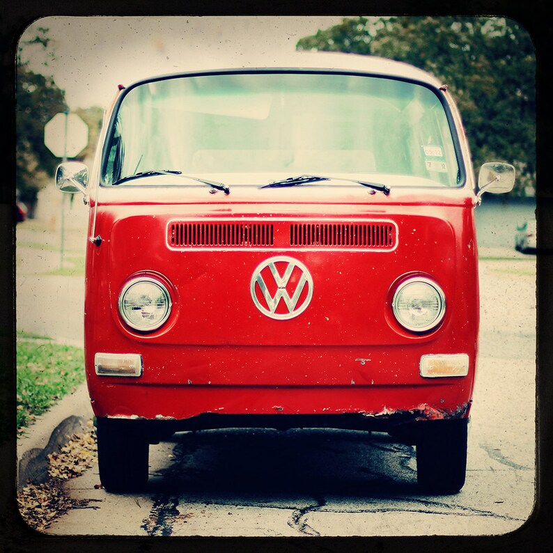 Midcentury Modern Photography Set VW Bus Friends Navy Blue Cherry Red Boho Beach Series