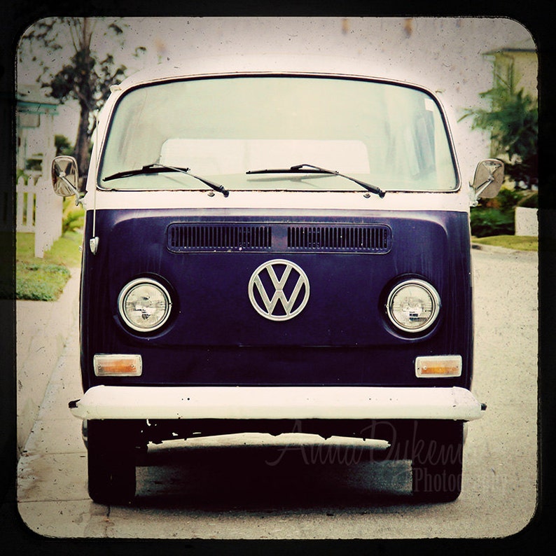 Midcentury Modern Photography Set VW Bus Friends Navy Blue Cherry Red Boho Beach Series