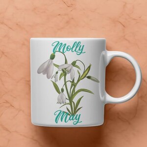 May Lily Of The Valley Birth Flower Mug – Personalized Floral Coffee Cup, Birthday Gift for May, Gift for Mum/Mom, Spring Flower Ceramic Mug