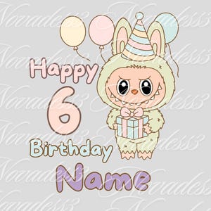 Personalisierte Labubu Trending Design PNG - Instant Download - alles Gute zum Geburtstag - personalisierbar
