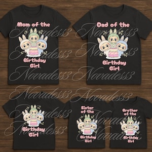 Family Pack Labubu Trending Design PNG - Instant Download - Happy Birthday - Geburtstagskind und Familie
