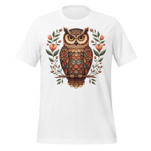 Boho Owl Comfort Colors Tee: Cottagecore Floral Bird Shirt