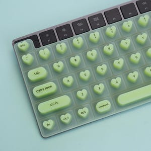 Lime Green Transparent Keyboard Cover, Square Shape keys, Silicone Keyboard Cover, Long Nail Friendly, Green Accessories, st patricks day