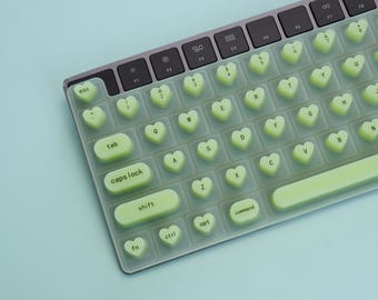 Lime Green Transparent Keyboard Cover, Square Shape keys, Silicone Keyboard Cover, Long Nail Friendly, Green Accessories, st patricks day