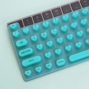 Ocean Teal Transparent Keyboard Cover, Long Nail Essentials, Keyboard Cover, Nail Lover, Gifts for nail lovers, Includes Storage Pouch