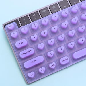 Lavender Transparent Keyboard Cover for Long Nails, Custom Name Silicone Skin, Dustproof Laptop Protector with Storage Pouch, Tech Gift