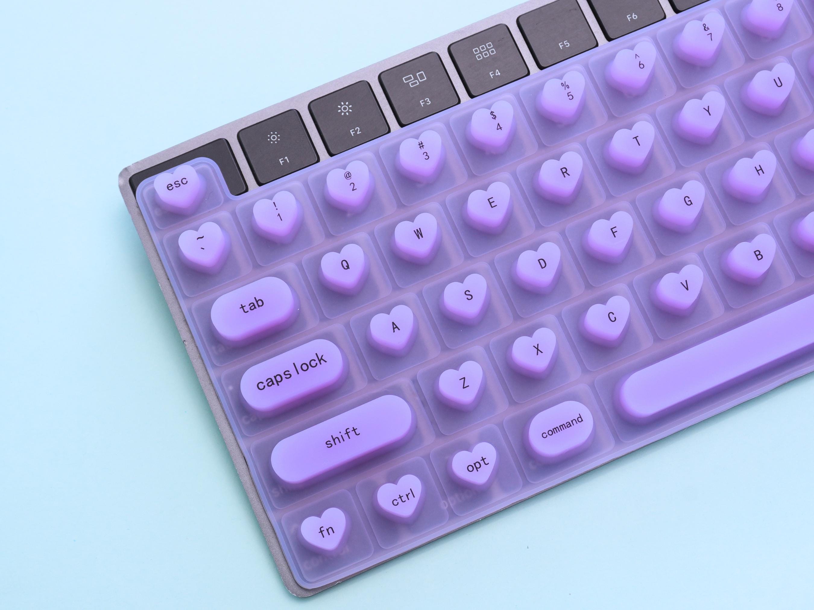 ラベンダー色の透明キーボードカバー（ロングネイル用）、カスタム