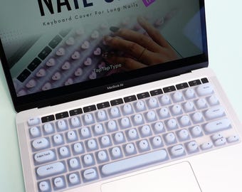 Transparente, frostweiße Tastaturabdeckung für MacBook | Auch für lange Nägel geeignet | Matte Silikonhülle | Spülmaschinenfest | Inklusive Aufbewahrungsbeutel