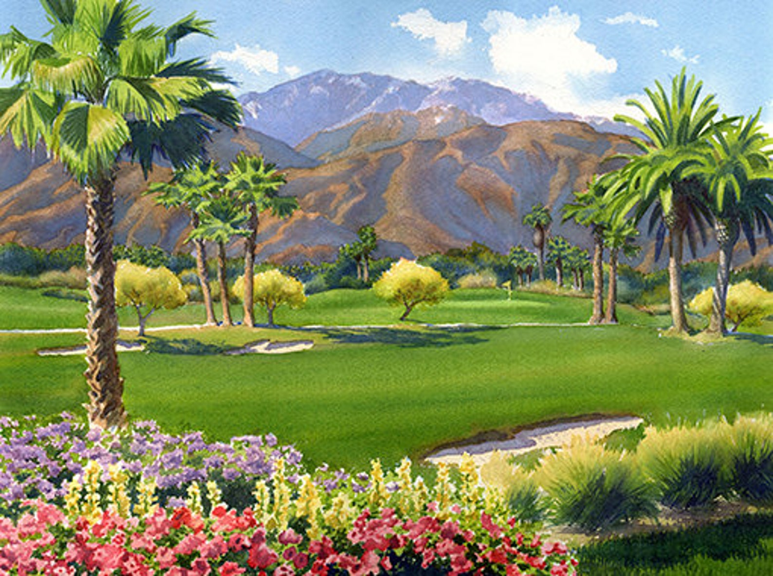 Palm Springs Golf Course With Mount Jacinto California Etsy