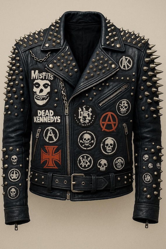 Men's Punk Rock Studwork Jacket – Spiked Leather, Gothic Patches Men's Punk Rock Studwork Jacket – Spiked Leather, Gothic Patches