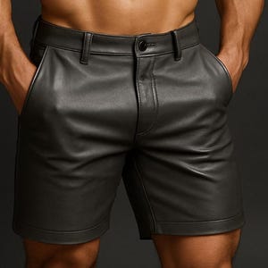 Men&#39;s Gray Leather Shorts Genuine Handmade Biker Shorts for Gym, Clubwear & Streetwear Leather Summer Shorts, Festival Outfit, Gift for Him