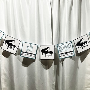 Piano Birthday Banner - Personalized Piano Player Birthday Garland - Piano Birthday Bunting - Music Birthday Party Supplies