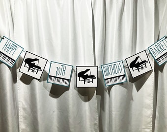 Piano Birthday Banner - Personalized Piano Player Birthday Garland - Piano Birthday Bunting - Music Birthday Party Supplies