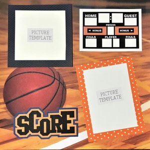 Basketball Scrapbook Kit - Two (2) Page Ready to Assemble Basketball Scrapbook Layout - Basketball Scrapbook Pages