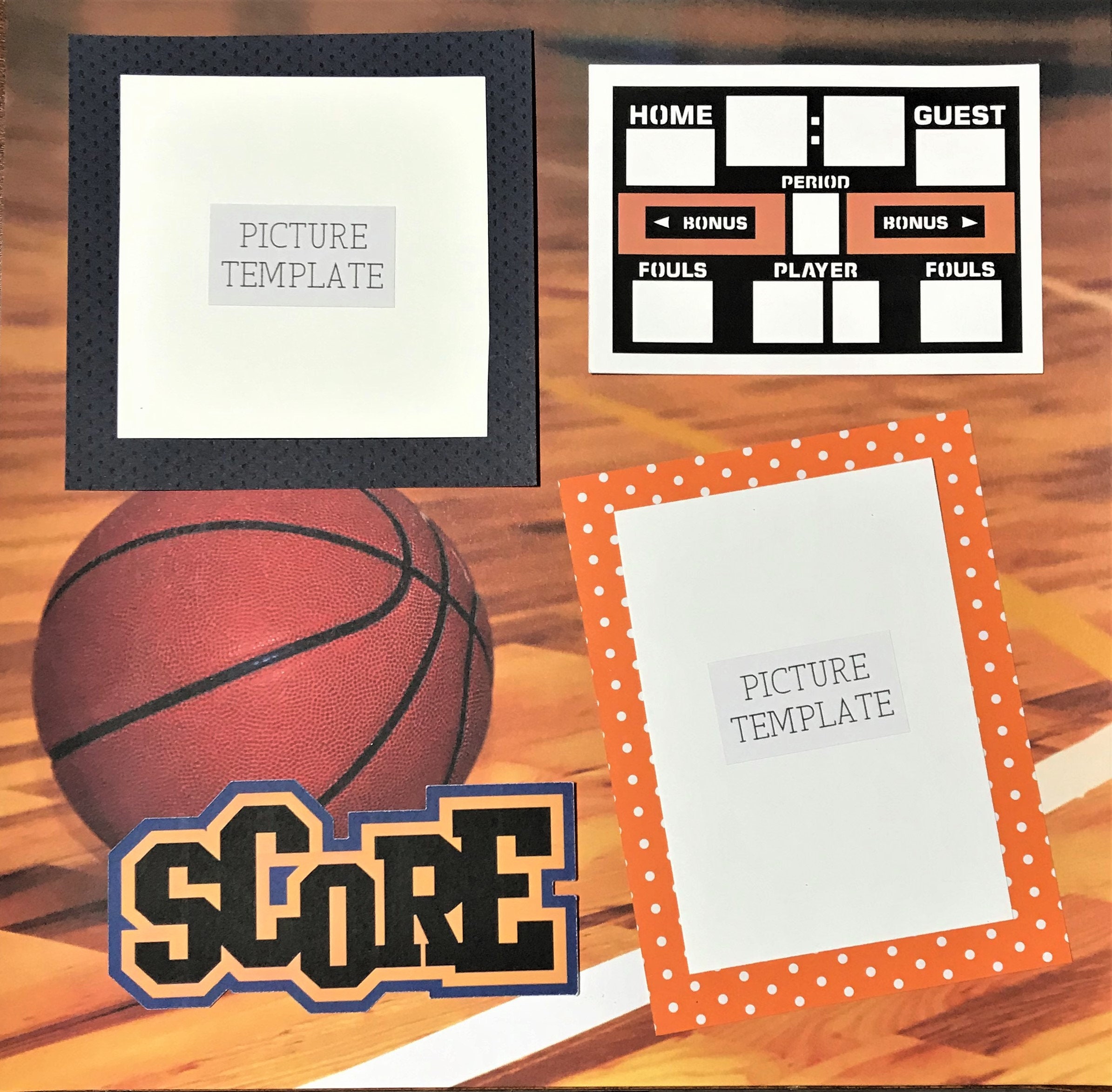 Basketball Scrapbook Kit - Two (2) Page Ready to Assemble