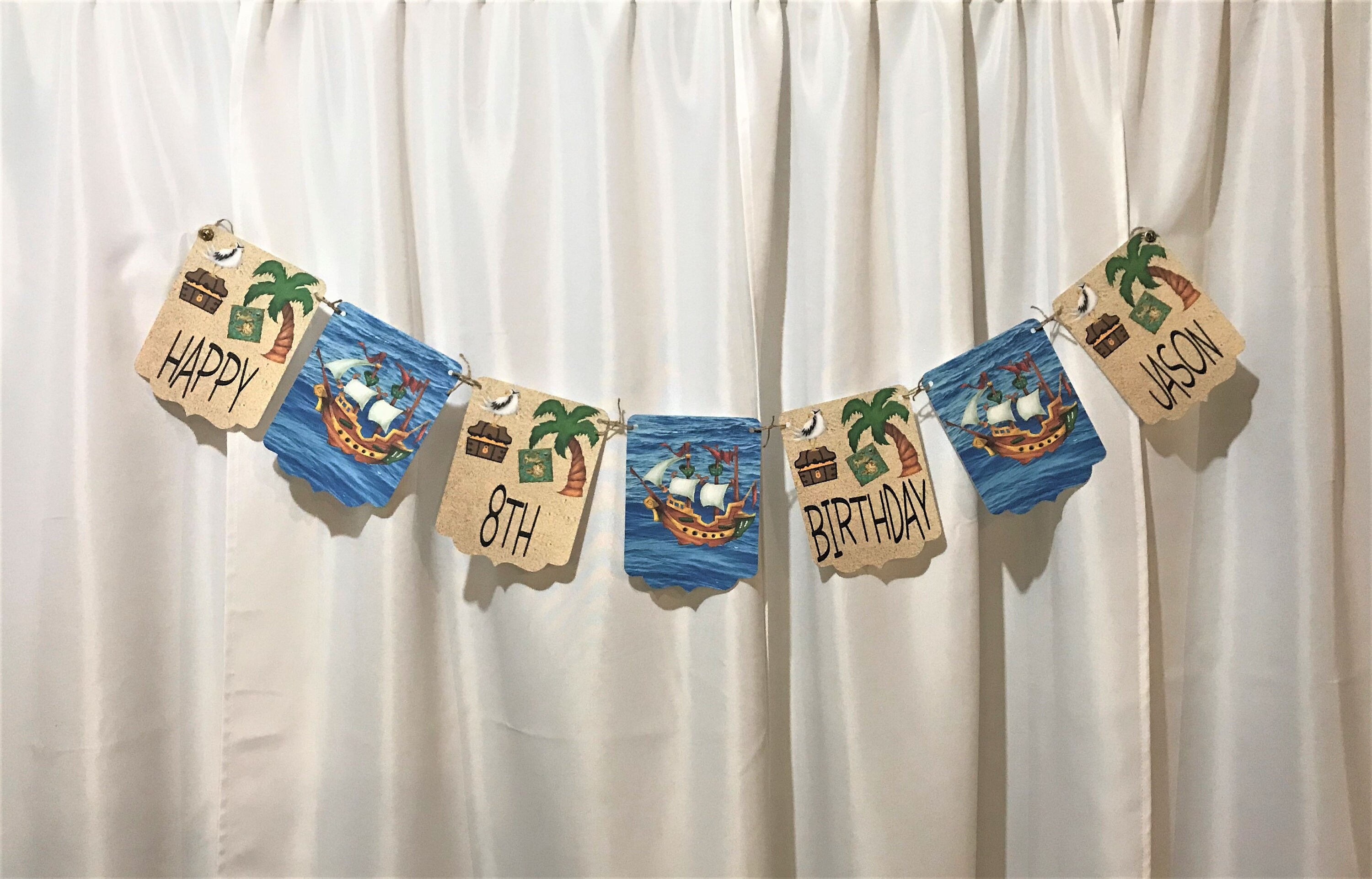 Pirate Birthday Banner Personalized Pirate Garland Pirate Bunting Pirate Decor Pirate Party Supplies