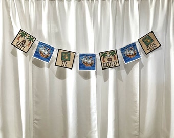 Pirate Birthday Banner - Personalized Pirate Garland - Pirate Bunting - Pirate Decor - Pirate Party Supplies