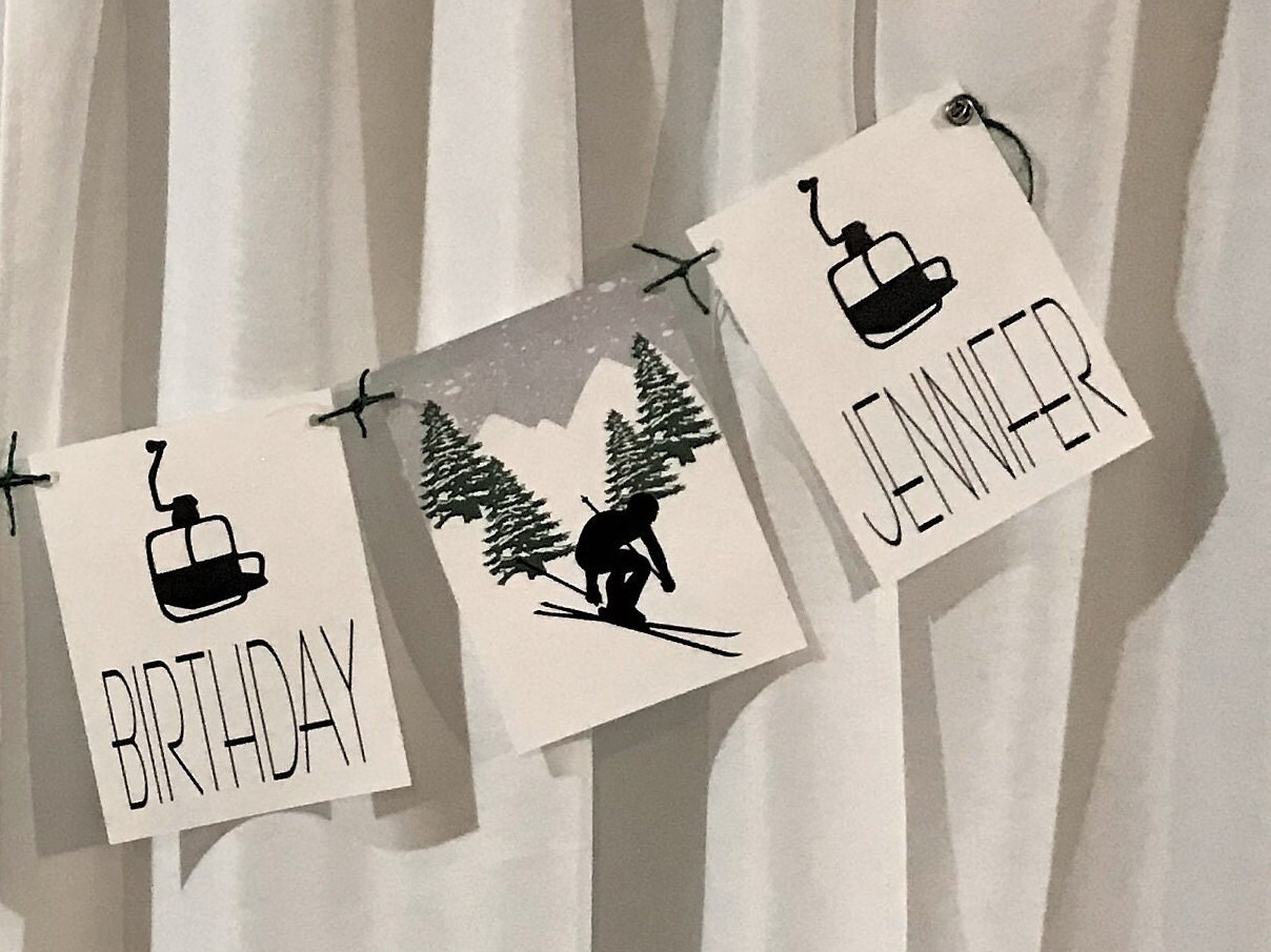 Skiing Birthday Banner Personalized Skiing Birthday Garland Etsy