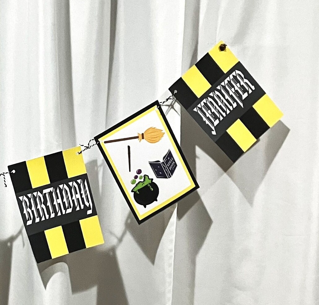Wizard Witch Birthday Banner Personalized Wizard Witch Birthday Garland ...