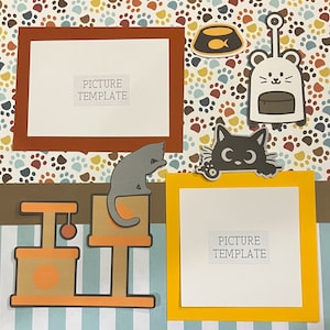 Cat Scrapbook Kit - Two (2) Page Ready to Assemble Cat Scrapbook Layout ...