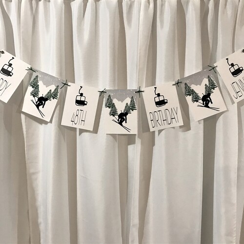Skiing Birthday Banner Personalized Skiing Birthday Garland Etsy
