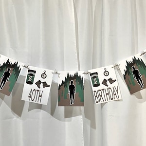 Hiker Birthday Banner - Hiking Themed Personalized Birthday Garland - Hiker Birthday Bunting - Birthday Party Supplies