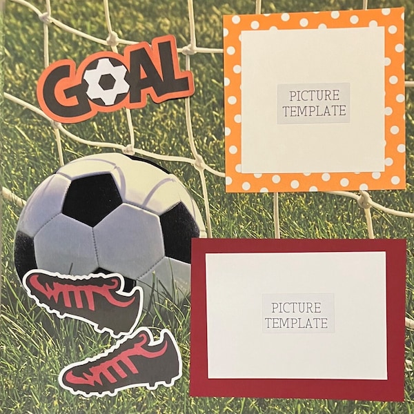 Soccer Scrapbook Kit - Two (2) Page Ready to Assemble Soccer Scrapbook Layout - Soccer Scrapbook Pages