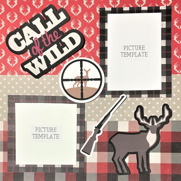 Hunting Scrapbook Kit - Two (2) Page Ready to Assemble Hunting Scrapbook Layout - Hunter Scrapbook Pages