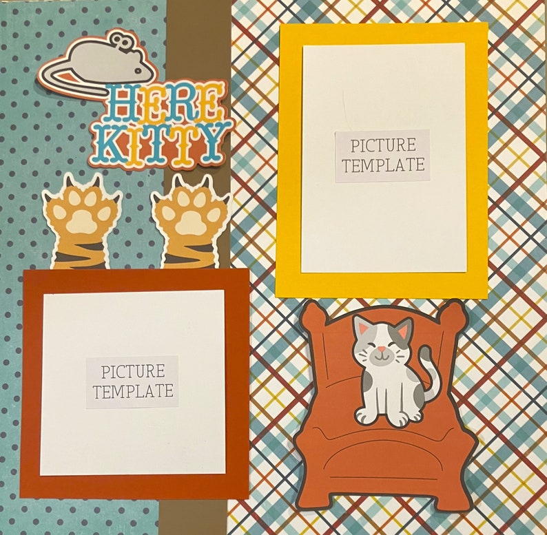 Cat Scrapbook Kit - Two (2) Page Ready to Assemble Cat Scrapbook Layout ...