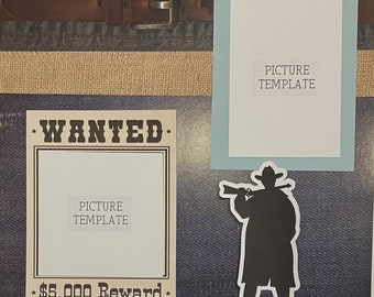 Cowboy Scrapbook Kit - Two (2) Page Ready to Assemble Cowboy Scrapbook Layout - Western Scrapbook Pages