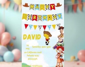 Cowboy-Geburtstagseinladung, Einladung zur Western-Kinderparty, bearbeitbare Vorlage (digitaler Download)