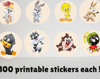 Klassisches Cartoon-Tier-Sticker-Set | 100 Sticker pro Tier (Digitaler Download)
