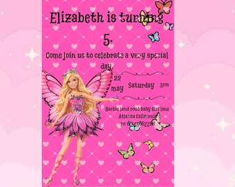 Einladung zum Geburtstag einer rosa Feenprinzessin | Magische Schmetterlingsparty-Einladung (Digitaler Download)
