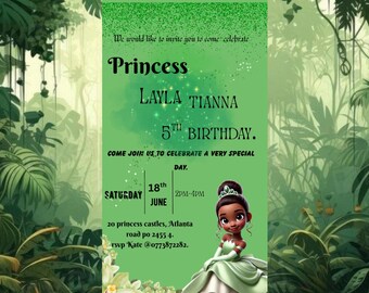 Einladung zum Geburtstag „Prinzessin Frosch“ | Bearbeitbare Märchenparty-Vorlage (Digitaler Download)