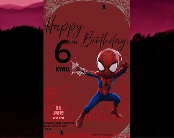 Superhelden-Geburtstagseinladung | Red Web Hero Comic-Stil (Digitaler Download)