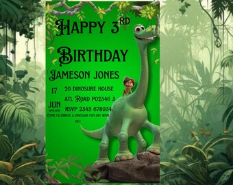 Dinosaurier-Geburtstagseinladung | Digitale Einladung zum Bearbeiten (Sofort-Download)